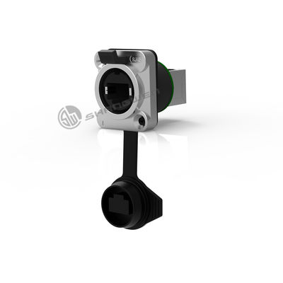 Audio Industrial Rj45 Female Connector Waterproof Panel Mount