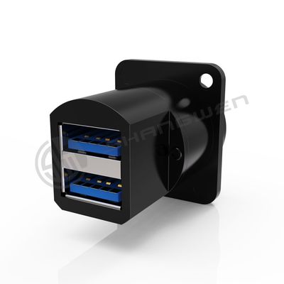 Double Port Panel Mount Connector Waterproof 9 Pin Shielded USB Connector
