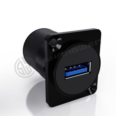 Black Shell Panel Mount Connector 9 Pin 90 Angle End Data Cable USB Connector