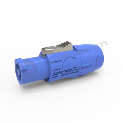 Blue Cu Power connector Plug  / Circular Plug Socket Female IP44 Screw Type 1000 Times Durability 3 Contact