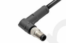 M5 Angled Male Overmolded Plug Connector 3/4pin Black 20A Solder IP67
