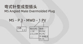 M5 Angled Male Overmolded Plug Connector 3/4pin Black 20A Solder IP67