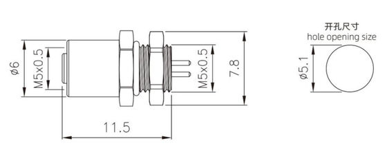 M5 Female Front Mount Socket Solder Screw M5*0.5 3/4pin 20A  IP67 PCB