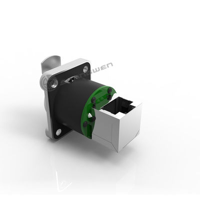 Female D-Style 8 Pin RJ45 Ethernet Chassis Connector Indoor Use IP44 PA66 Angled Connector for Aviation signal Connector