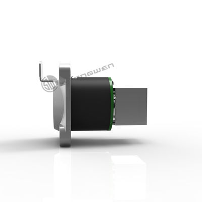 Female D-Style 8 Pin RJ45 Ethernet Chassis Connector Indoor Use IP44 PA66 Angled Connector for Aviation signal Connector