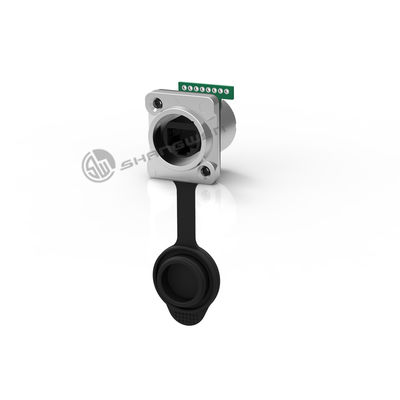 Outdoor 8 Pin Rj45 Waterproof Female Connectors Ethernet D Style Signal Sockets 8P8C RJ45 Panel Connector PCB Board Female