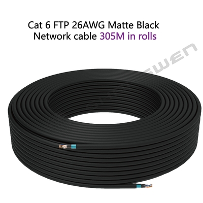 Black CAT6 FTP 24AWG Ethernet Network Cable 305m Outdoor FTP 4pair CE UL Multiple Copper Twist 100% Oxygen-free Copper 305M