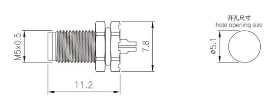M5 Male Back Mount Socket 3/4pin Black 20A Solder IP67 Adaptor BNC Connector for Automotive 8P Three Phase