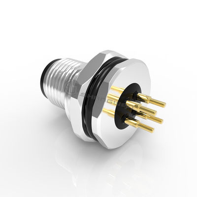 M5 Male Back Mount Socket 3/4pin Black 20A Solder IP67 Adaptor BNC Connector for Automotive 8P Three Phase