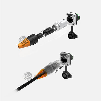 Audio Industrial Rj45 Female Connector Waterproof Panel Mount