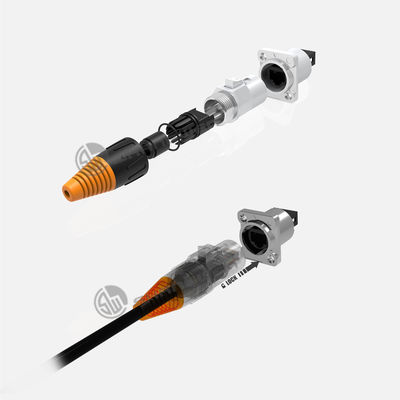 IP65 กันน้ํา Rj45 ผู้ชายและผู้หญิง Connector โมเดลการปรับปรุงปุ่มโลหะ