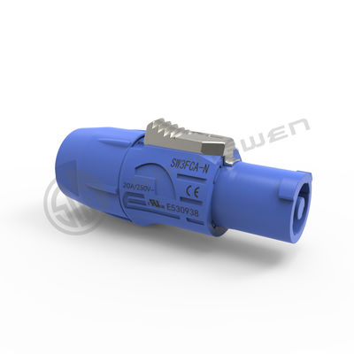 Blue Cu Power connector Plug  / Circular Plug Socket Female IP44 Screw Type 1000 Times Durability 3 Contact