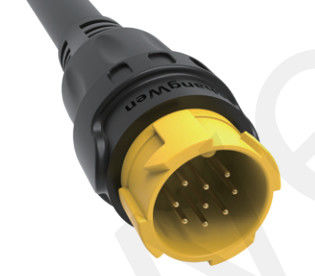 M19 Connector 9pin Yellow 5A Solder Overmolded Aluminum Alloy Shell Nylon IP67