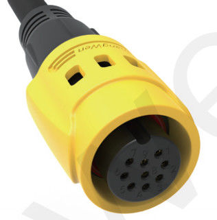 M19 Connector 9pin Yellow 5A Solder Overmolded Aluminum Alloy Shell Nylon IP67