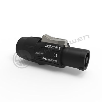 CQC、CE、UL Waterproof Powercon Plug Black Connector 250v 20A