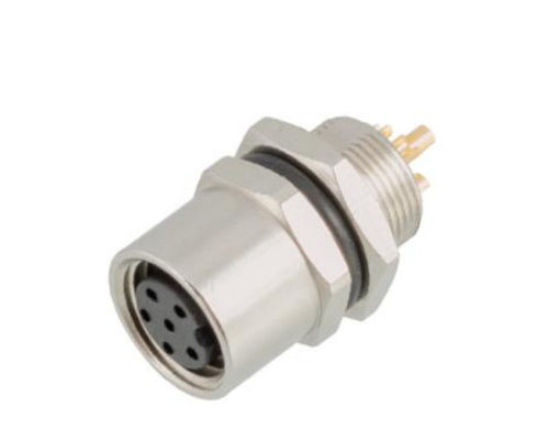 IP67 กันน้ําอุตสาหกรรม M8 โซค็อตหญิงที่มีด้านหน้าการติดตั้งและ 3/4pin สกรูปลาย