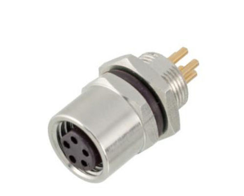 อุตสาหกรรม M8 หญิงหน้า Mount Socket PCB Screw M8 * 0.5 ด้วย 3/4pin Screw Terminal IP67 กันน้ํา