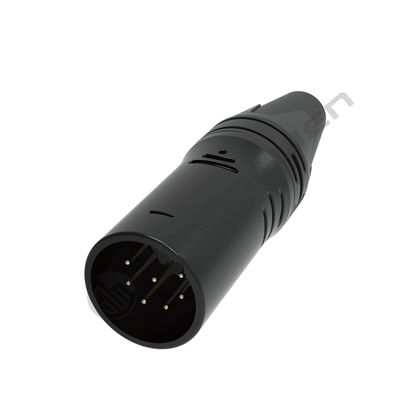เครื่องเชื่อมเสียงและวิดีโอ XLR สีดํา 7 ปิน โซก็อตสปั๊กเพศชาย 7 สายขั้ว สําหรับการป้องกันภายใน IP40