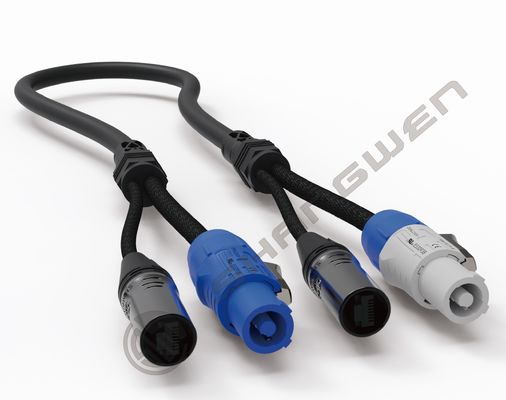 สายเคเบิลผสม XLR ตัวเมียและตัวผู้ Powercon พลังงานและสายสัญญาณ 3 พิน DMX SJT 2-in-1 เข้าและออก สายไฮบริดพลังงาน