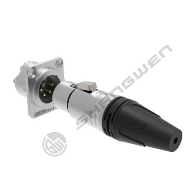 4 ปิน XLR Mount Connector Indoor Audio IP40 Protection 4-Pole Wireless DMX Cable Connectors Sliver XLR ผู้หญิง ผู้ชาย