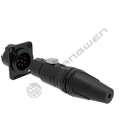 อุปกรณ์เสริมอิเล็กทรอนิกส์สำหรับอุตสาหกรรม ขั้วต่อเสียงวิดีโอ XLR 6 พิน ภายในอาคาร ป้องกัน IP40 ปลั๊ก 6 ขั้ว ตัวผู้ ตัวเมีย