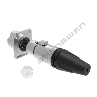 ตัวเชื่อมต่อ XLR แบบติดตั้ง IP40 สำหรับสาย DMX ไร้สาย 4 ขั้ว สีเงินในอุตสาหกรรมอิเล็กทรอนิกส์