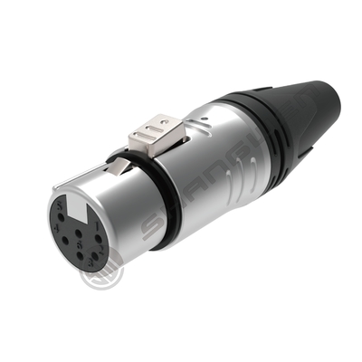เครื่องเชื่อมเสียงและวิดีโอ XLR 6 ปิน ในบ้าน ป้องกัน 6 โปล์ เพศชาย เพศหญิง พลั๊กในสีเงินดํา ด้วยปัจจุบัน 7.5A