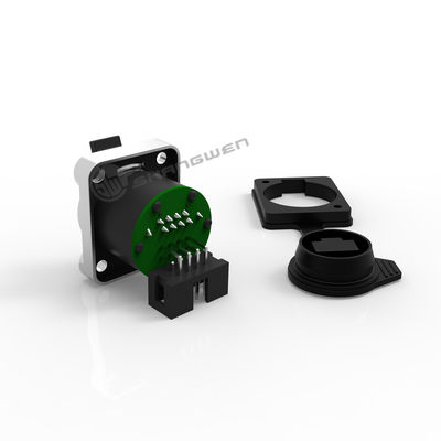 Outdoor IP65 Waterproof Panel Mount Thread Ethernet Rj45 Female Connector Horn Signal Right Angle Straight  Cat5e Cat PCB RJ45