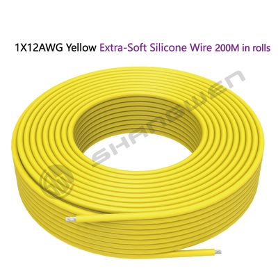 Power Cord Silicone Wire 12 Gauge Wire Flexible Silicone Wire Yellow Stranded Copper Electric Wire 12 AWG Stranded Copper Wire