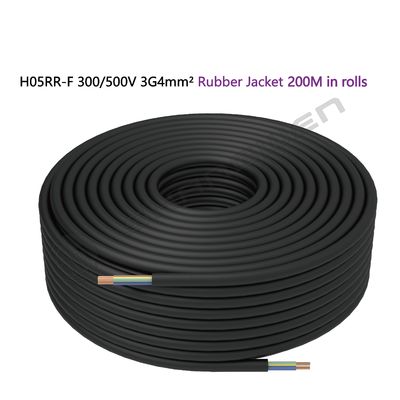 3*4mm² 300/500V  VDE Bare Copper Core Cable H05RR-F 3 Core Power Cable 4mm Electric Cable 300/500 Voltage Ratin Rubber Cable